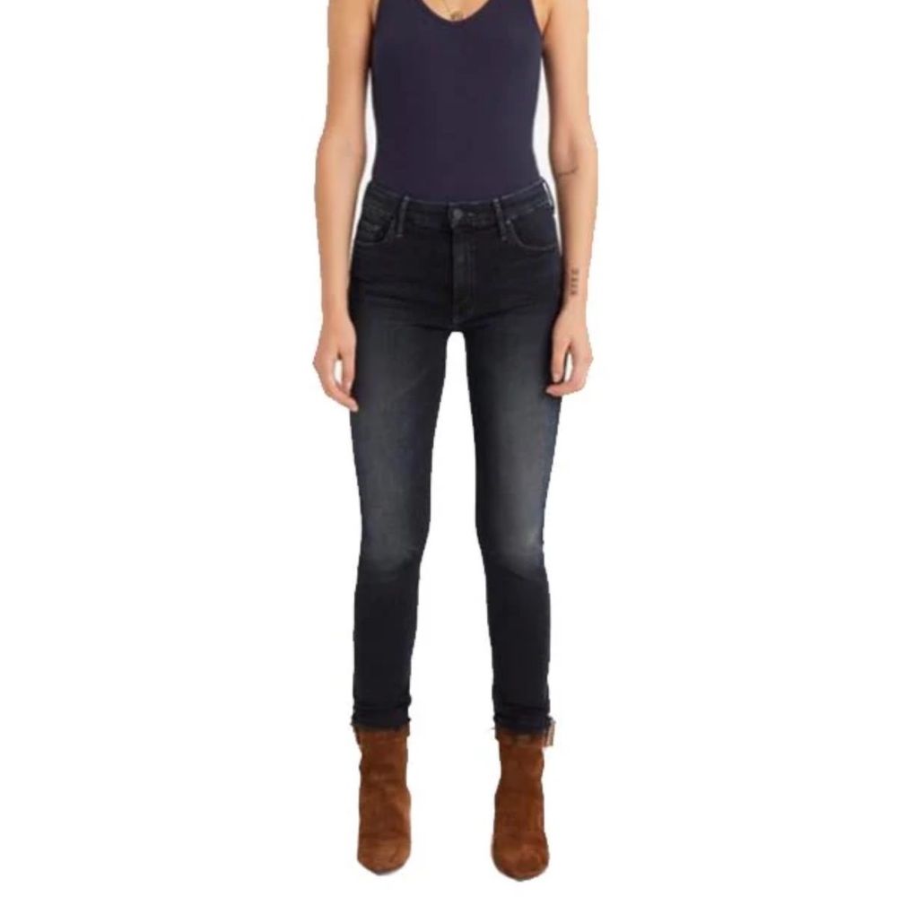 Mother Denim Women High Waisted Looker Ankle Fray In Last Call Dark Wash Size 24